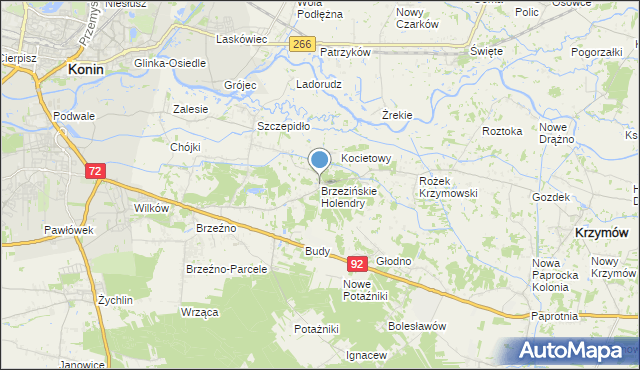 mapa Brzezińskie Holendry, Brzezińskie Holendry na mapie Targeo